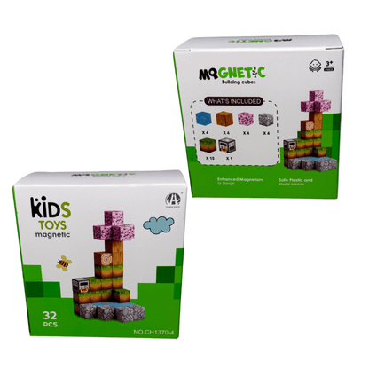 Cubos Magnéticos de Construcción 32 Piezas Pack X12