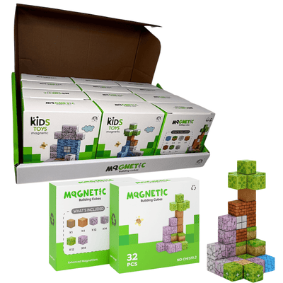 Cubos Magnéticos de Construcción 32 Piezas Pack X12