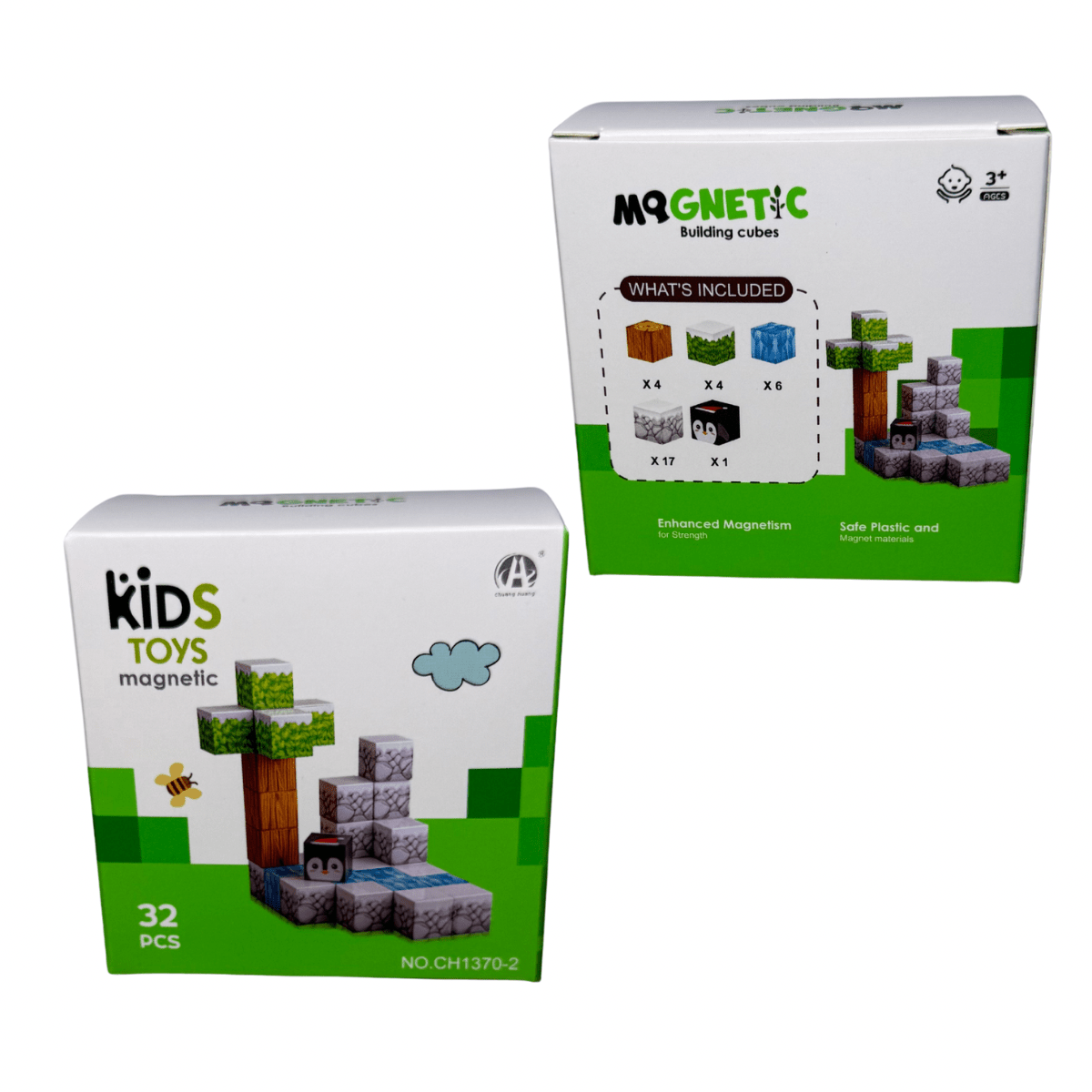 Cubos Magnéticos de Construcción 32 Piezas Pack X12