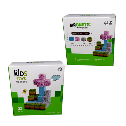Cubos Magnéticos de Construcción 32 Piezas Pack X12