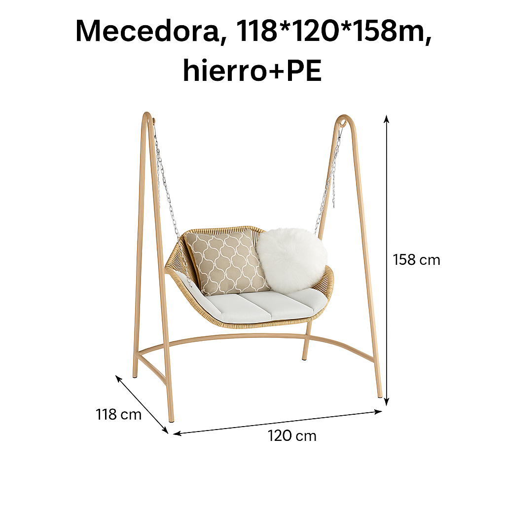 Mecedora columpio de terraza 118×120×158 cm