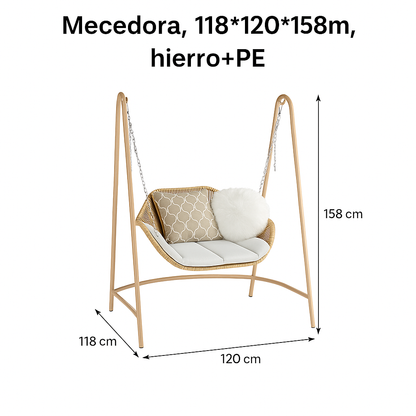 Mecedora columpio de terraza 118×120×158 cm