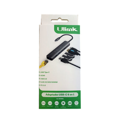 Adaptador Multipuerto USB C 6 en 1 Ulink Alta Calidad - adaptador multipuerto