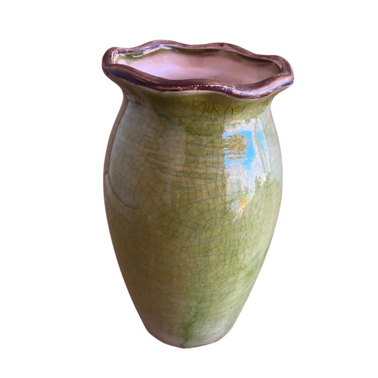 Florero de Ceramica verde envejecido - Ítems Digital Spa