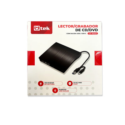Grabador Externo CD/DVD USB 3.0 y USB - C Unilink UT - RD12XUtekItems Digital Spa – Tecnología, Hogar y Fitness en un solo lugar