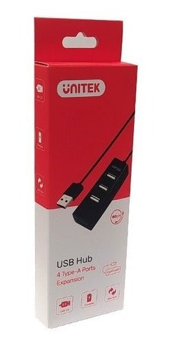 Hub 4 Puertos Usb 2.0 Negro / Multipuertos Usb / Cable 80cm - Ítems Digital Spa