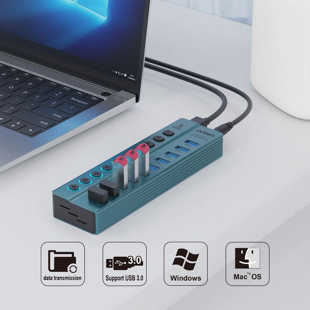 Hub USB 3.0 10 puertos con switch OTN - 5308OntenItems Digital Spa – Tecnología, Hogar y Fitness en un solo lugar