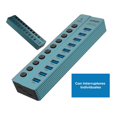 Hub USB 3.0 10 puertos con switch OTN - 5308OntenItems Digital Spa – Tecnología, Hogar y Fitness en un solo lugar