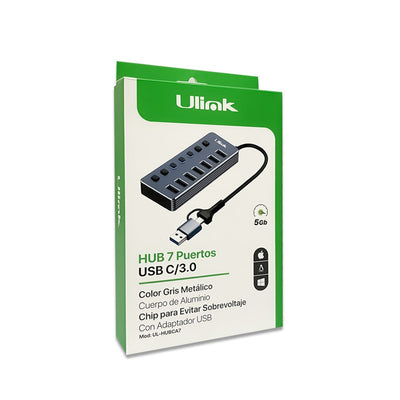 Hub USB 7 puertos USB - C/A sin fuente UL - HUBCA7ULINKItems Digital Spa – Tecnología, Hogar y Fitness en un solo lugar
