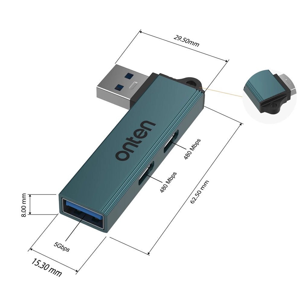 Hub USB - A a 2x USB - C + USB 3.0 OTN - US52SOntenItems Digital Spa – Tecnología, Hogar y Fitness en un solo lugar