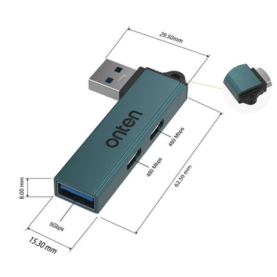 Hub USB - A a 2x USB - C + USB 3.0 OTN - US52SOntenItems Digital Spa – Tecnología, Hogar y Fitness en un solo lugar