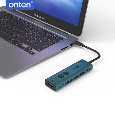 Hub USB C 6 en 1 con Botón de Monitor OTN - UC123+