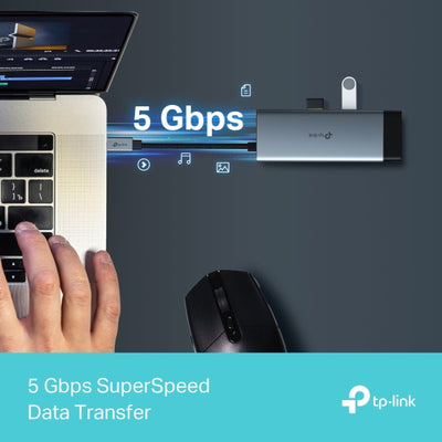 Hub USB-C 6 en 1 UH6120C con HDMI, RJ45 y USB 3.0