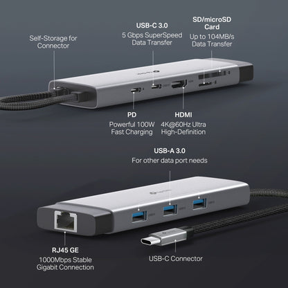 Hub USB - C 9 en 1 UH9120C con HDMI, RJ45 y USB 3.0