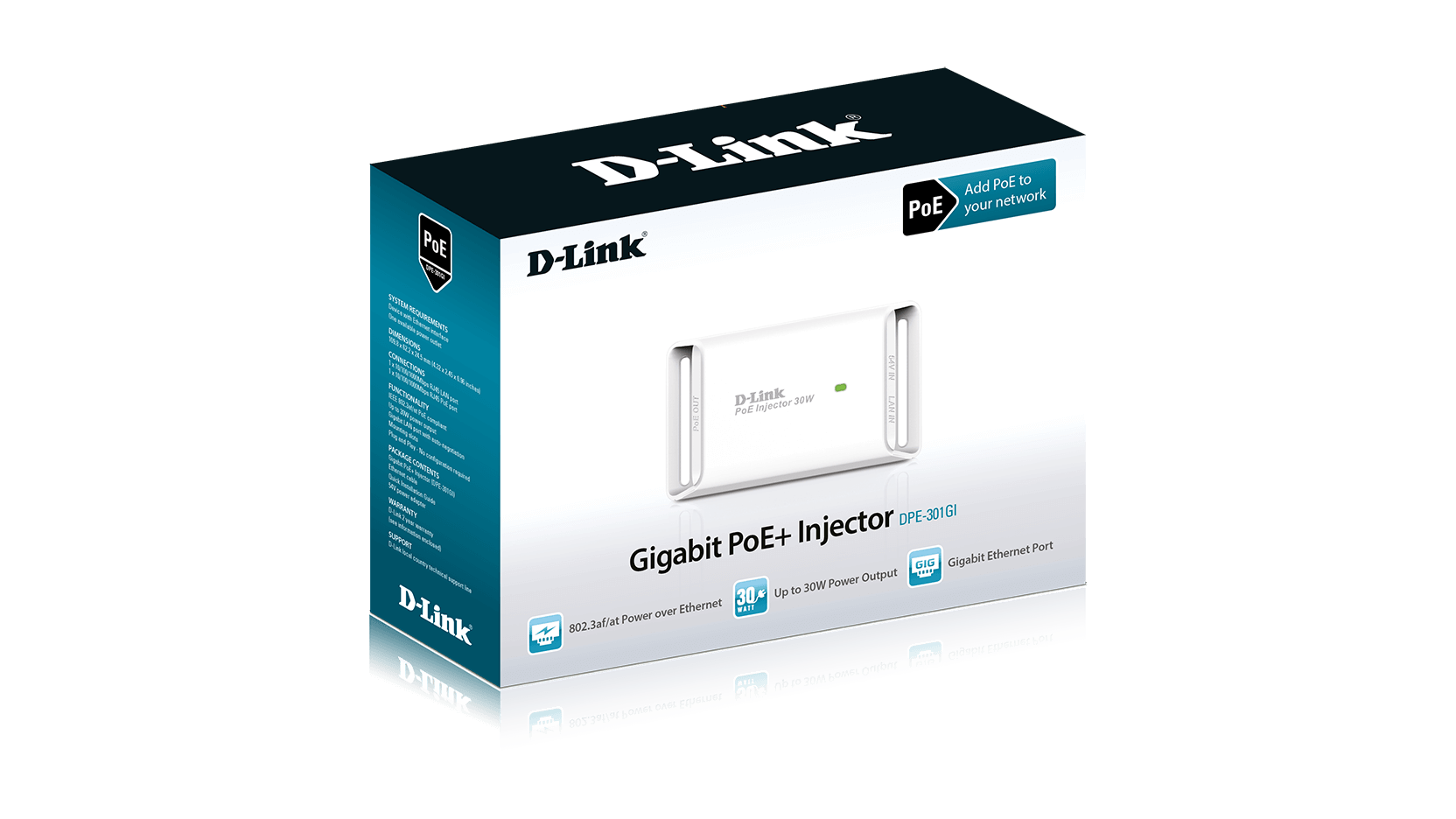 Inyector PoE+ Gigabit D - Link DPE - 301GI 30W