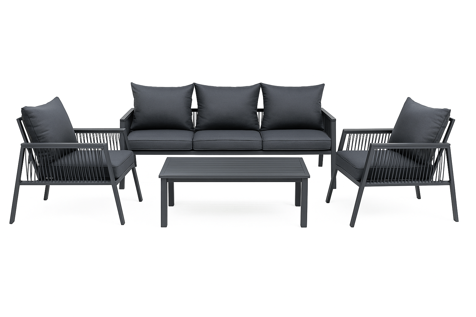 Juego de Terraza Exterior 4 Piezas de Aluminio Gris Oscuro - Ítems Digital Spa