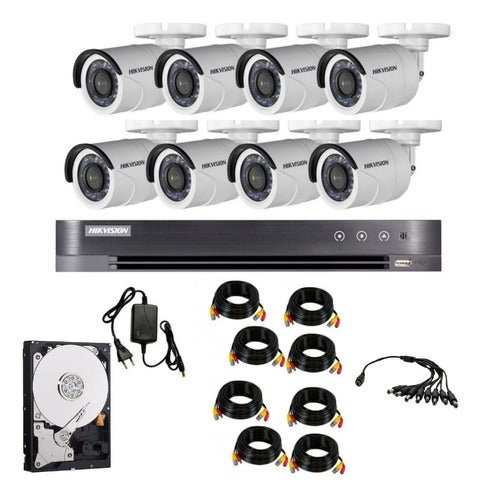 Kit Dvr + 8 Cámaras Bullet 1080p Interior Exterior Hikvision - Ítems Digital Spa