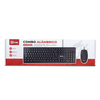Kit teclado y mouse alámbrico USB UTEK UT‑KTD250