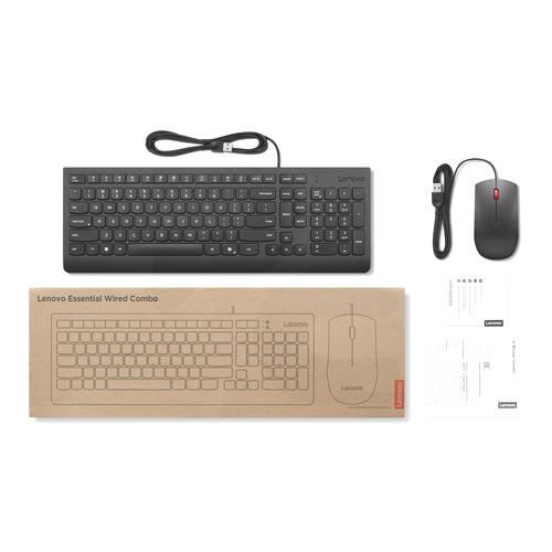 Kit Teclado y Mouse Lenovo Essential USB Alámbrico