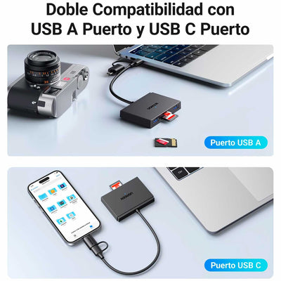 Lector de Memorias Ugreen 4 en 1 USB 3.0 SD MicroSD CF MS