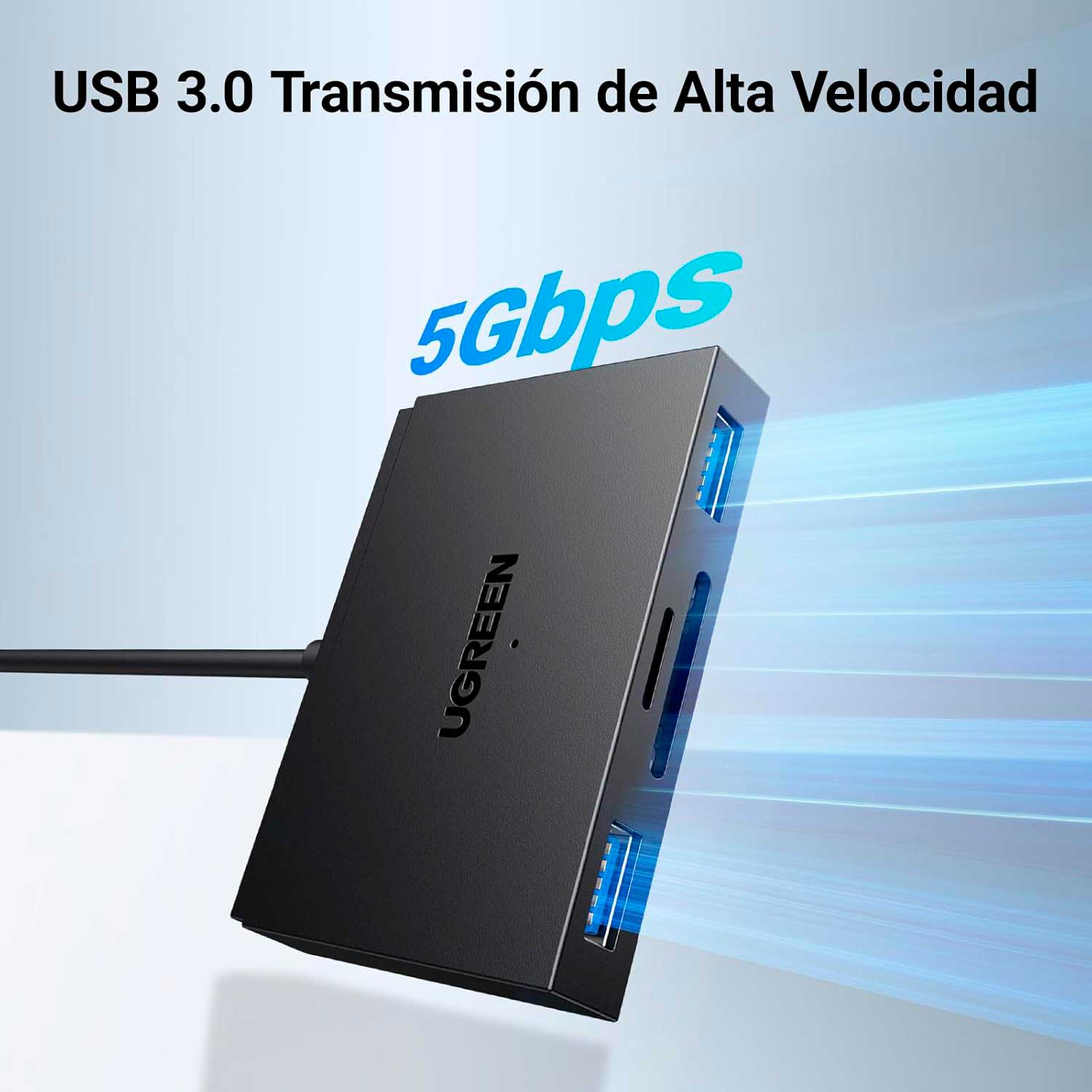 Lector de Memorias Ugreen 4 en 1 USB 3.0 SD MicroSD CF MS