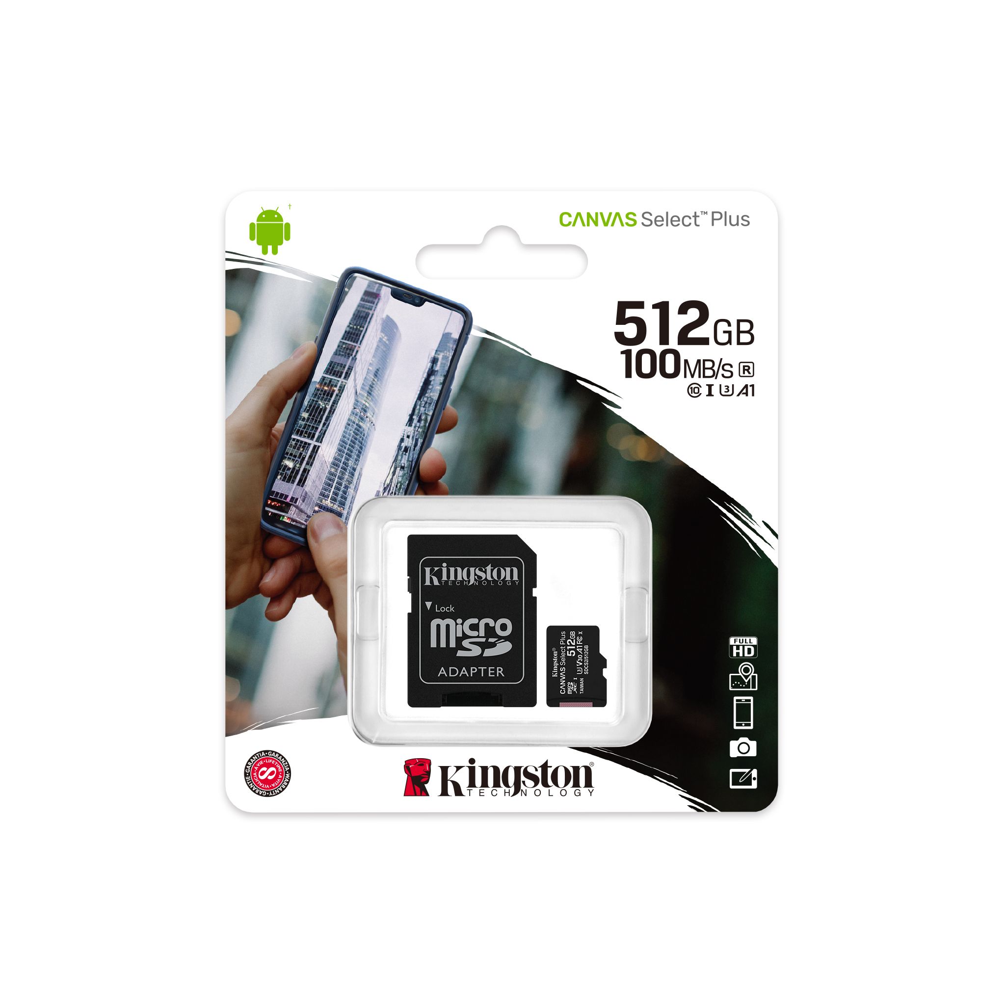Memoria MicroSD 512GB Kingston Canvas Select Plus 100MB/s - Ítems Digital Spa