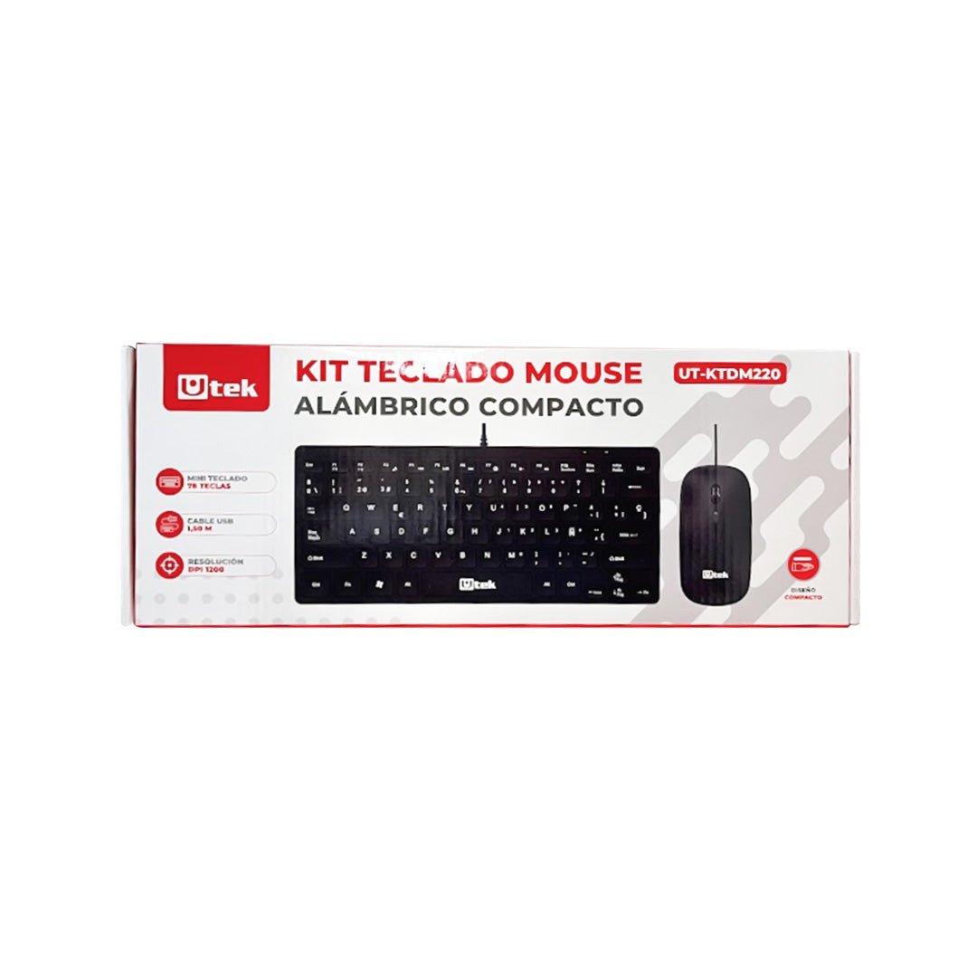 Mini Kit Teclado y Mouse Alambrico USB PC UT-KTDM220