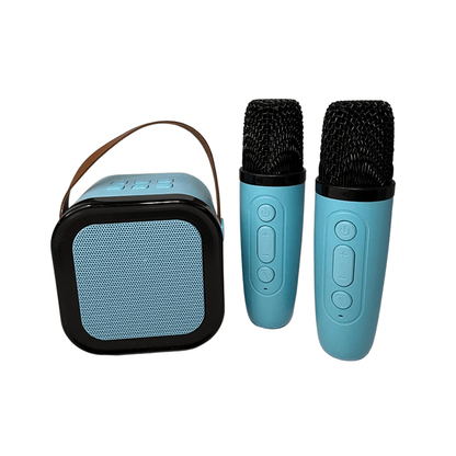 Mini Parlante Karaoke Bluetooth con 2 Micrófonos Inalámbricos