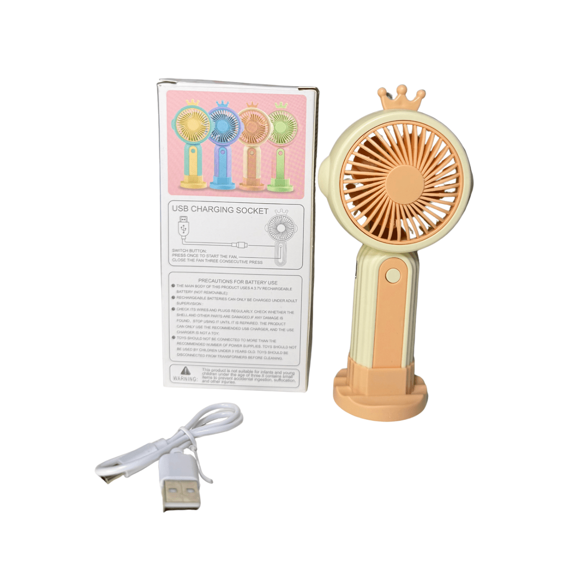 Mini Ventilador Portátil Recargable con Diseño de Corona