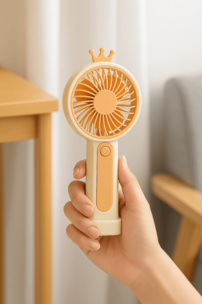 Mini Ventilador Portátil Recargable con Diseño de Corona