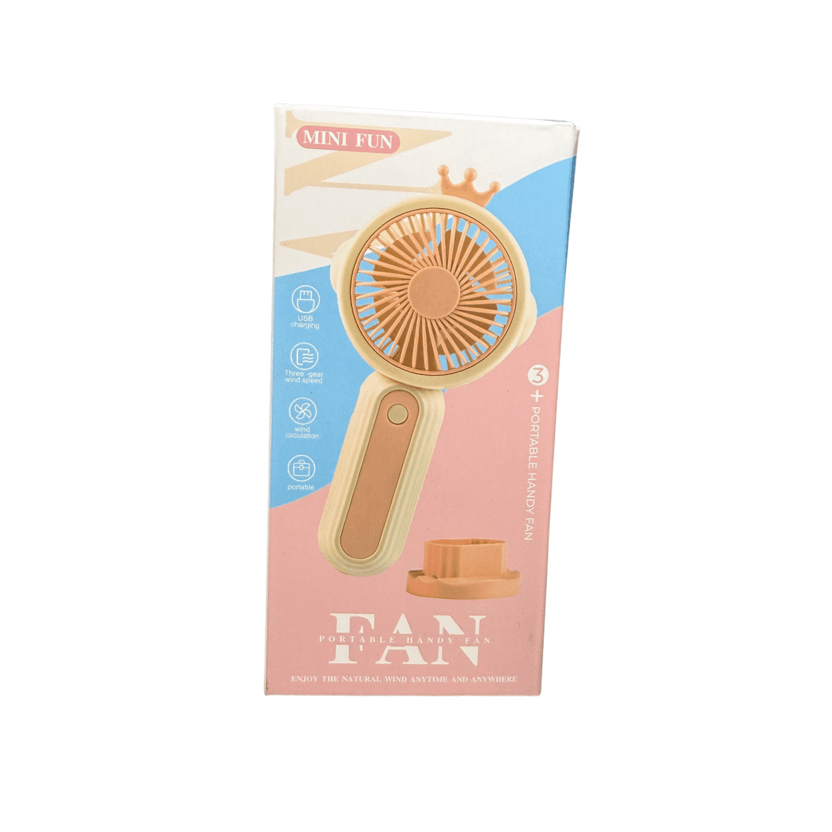 Mini Ventilador Portátil Recargable con Diseño de Corona