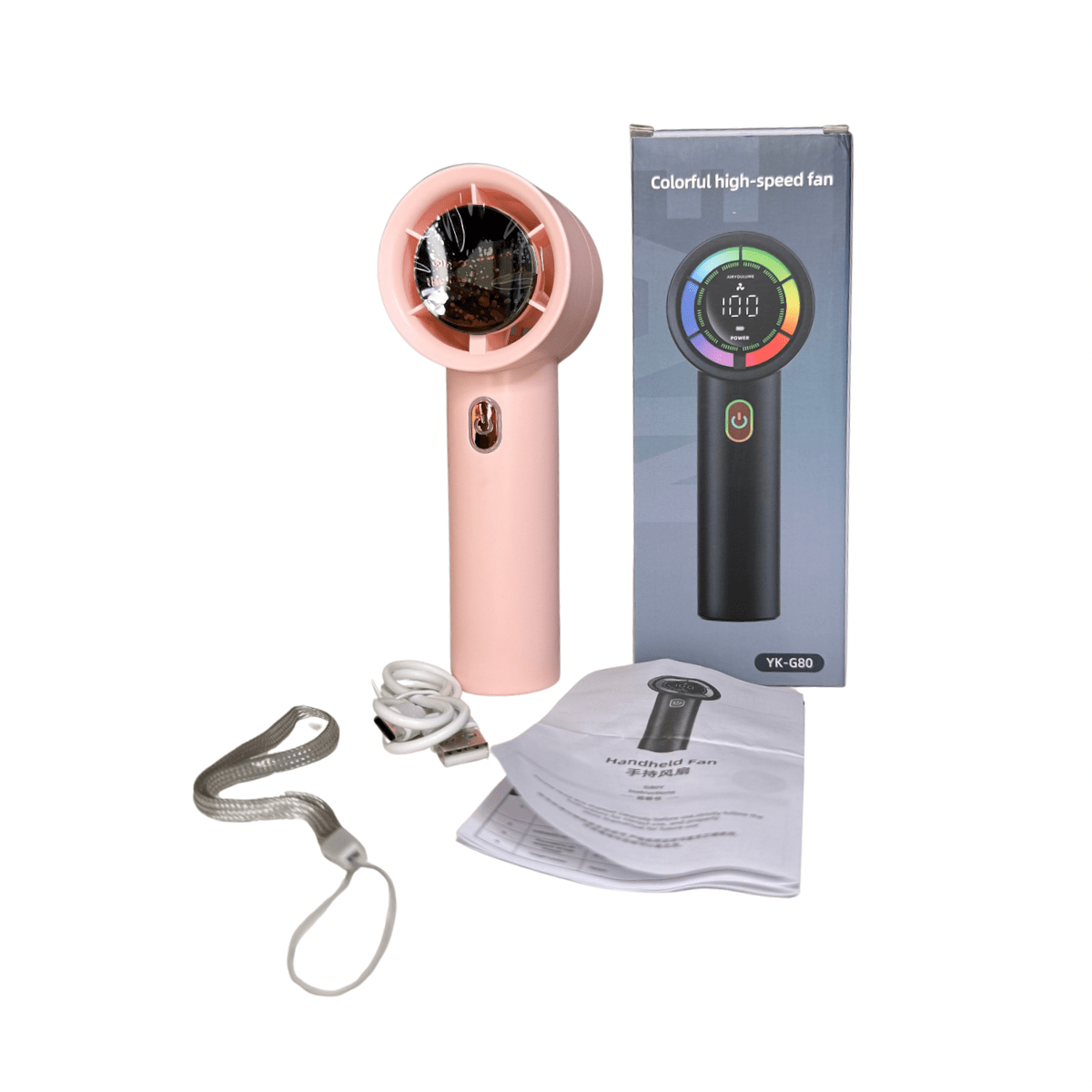 Mini Ventilador Portátil Recargable Pantalla Digital y Luz