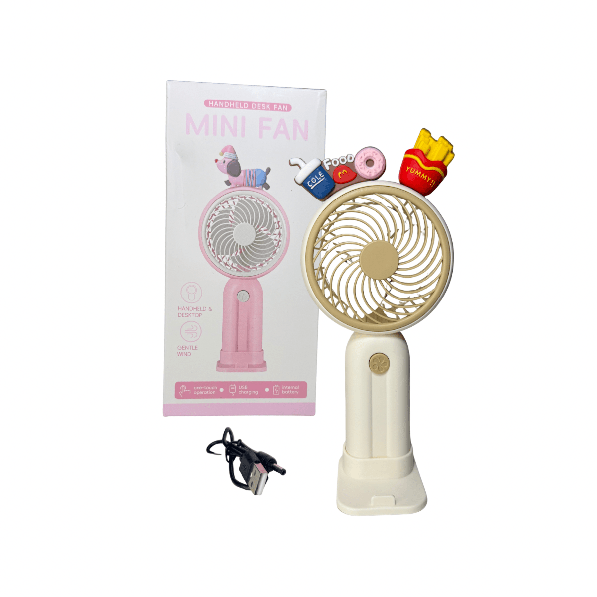 Mini Ventilador Portátil Recargable USB con Figuras y Soport