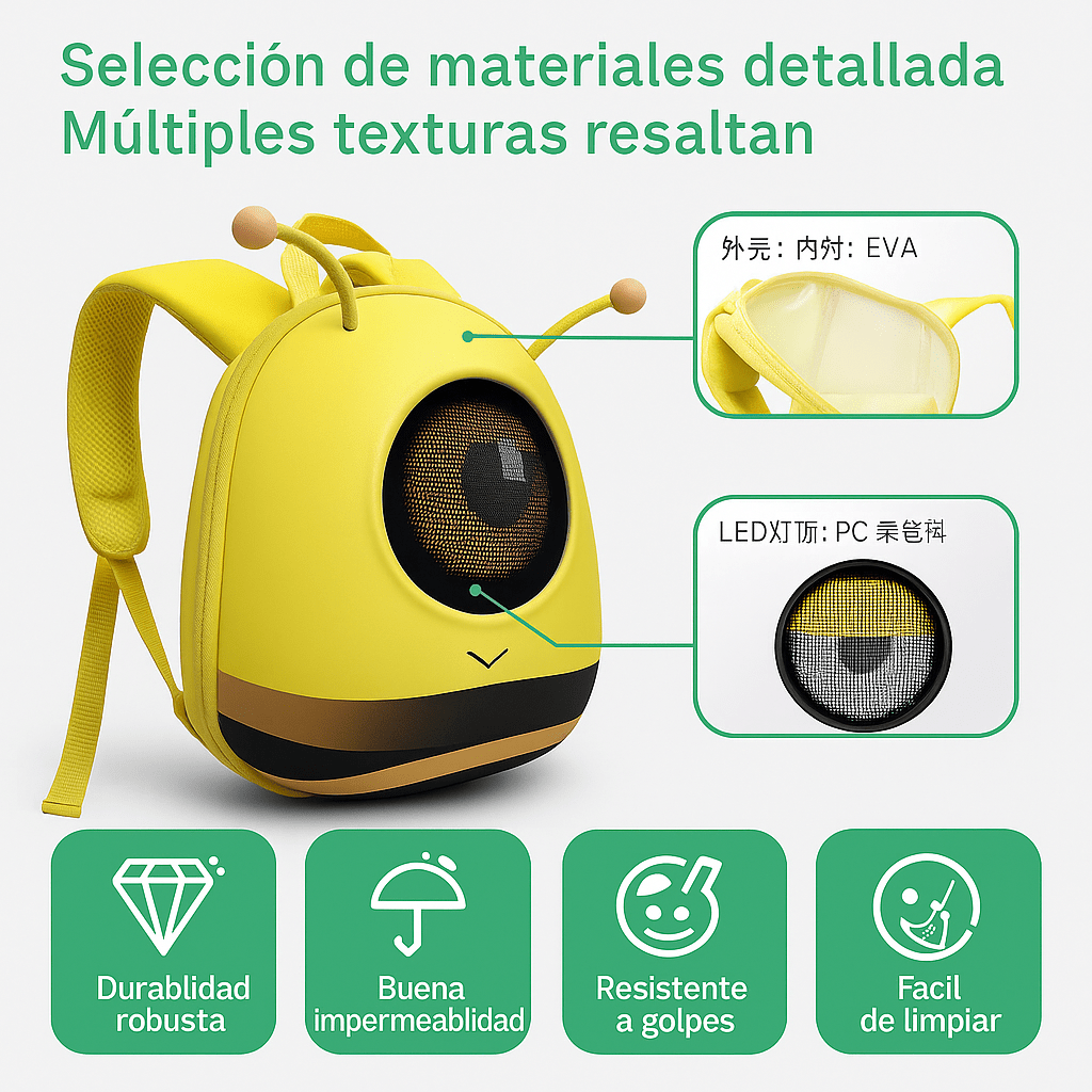 Mochila Infantil con Pantalla LED Interactiva Diseño Abeja