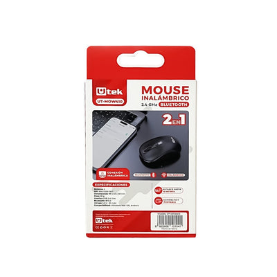 Mouse inalámbrico 2 en 1 Bluetooth + 2.4GHz UT - MOW410