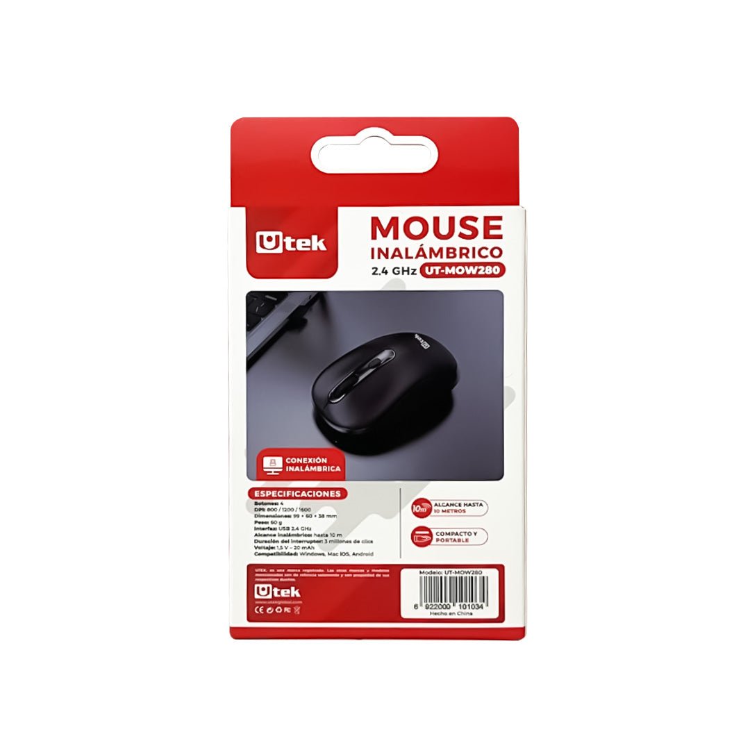Mouse Inalámbrico 2.4 GHz 1600 DPI UT - MOW280 Negro