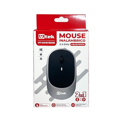 Mouse Recargable Bluetooth y USB UT-MOW1800R Silencioso