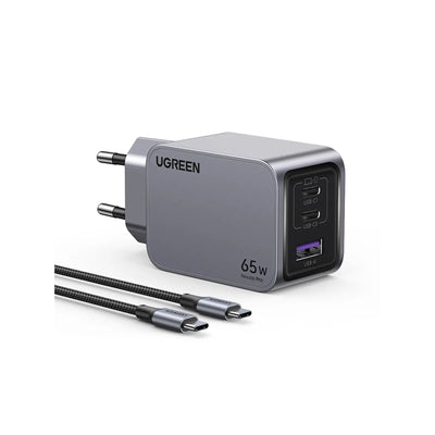 Pack Cargador GaN 65W Ugreen Nexode Pro 3 Puertos Cable