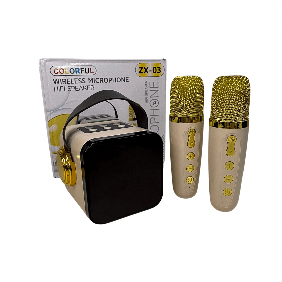 Parlante Karaoke Inalámbrico con 2 Micrófonos Pantalla LED