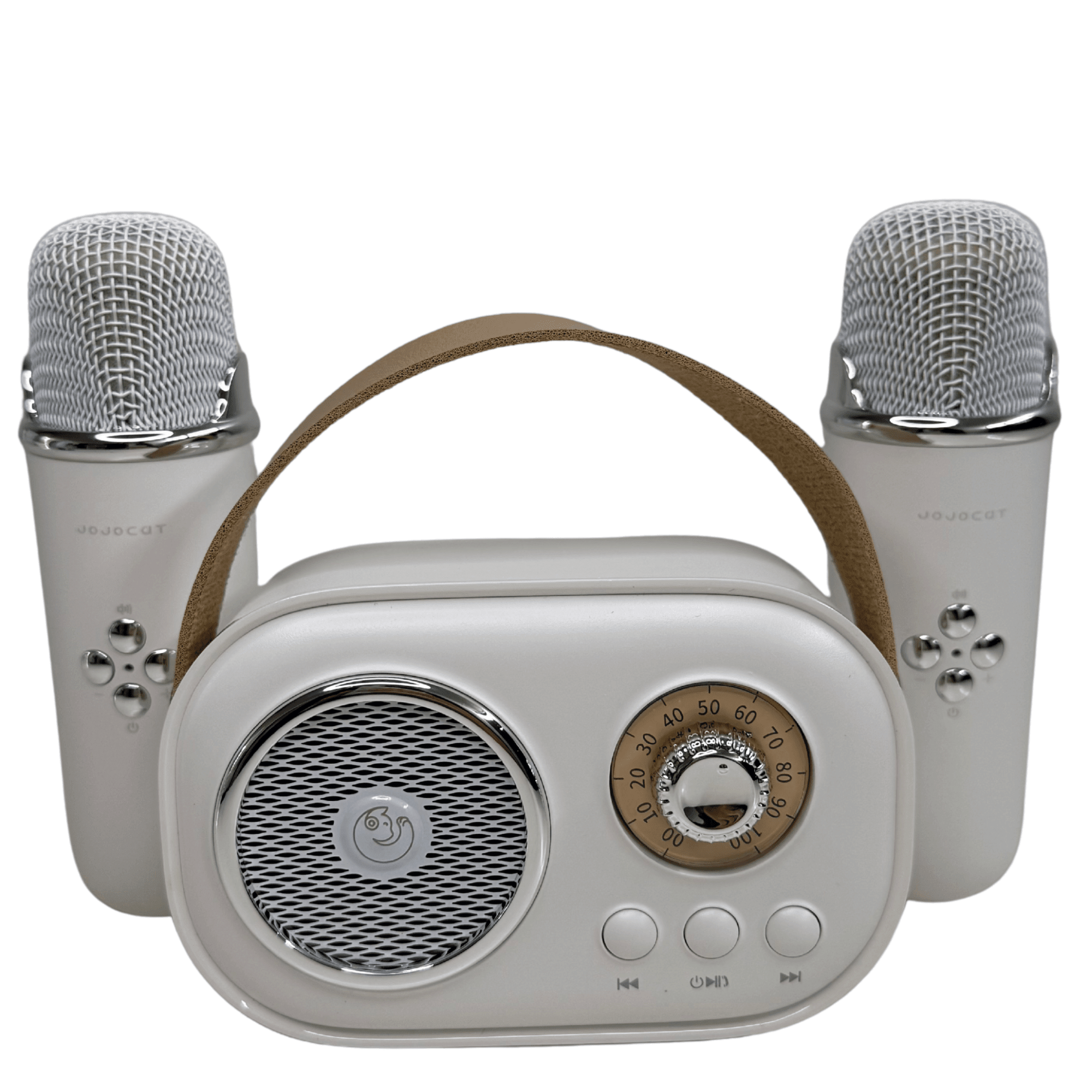 Parlante Karaoke Infantil Vintage Con 2 Micrófonos Recargable
