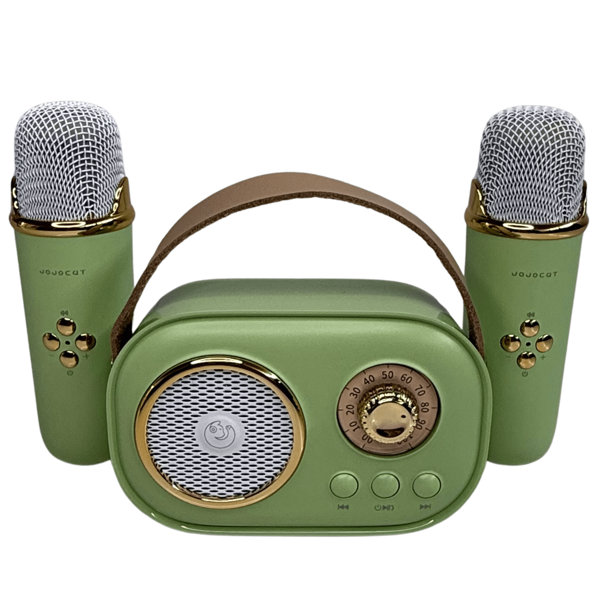 Parlante Karaoke Infantil Vintage Con 2 Micrófonos Recargable