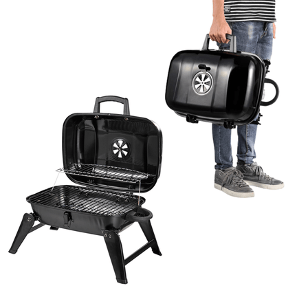 Parrilla Portátil Tipo Maleta Grande BBQ Carbón Camping