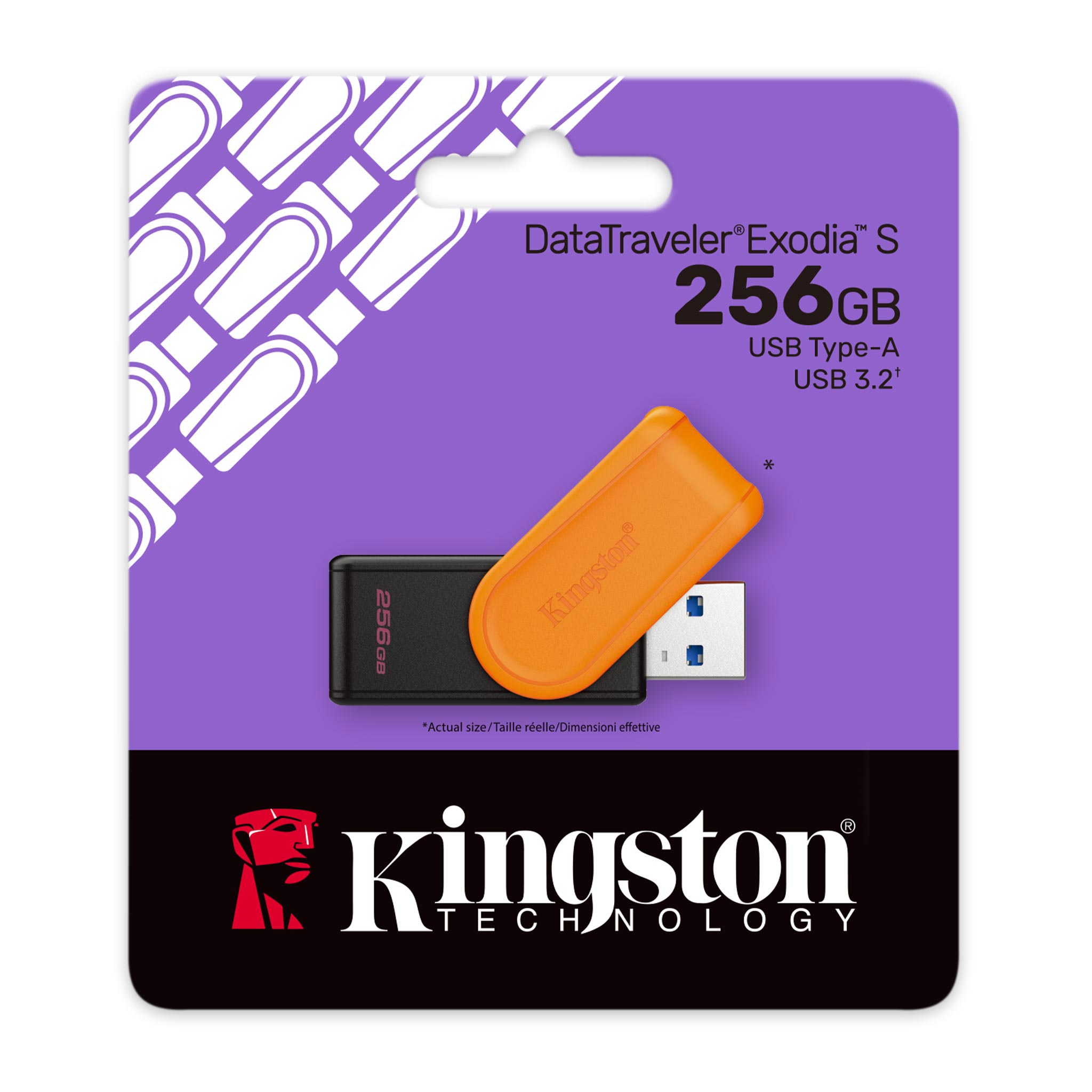 Pendrive Kingston 256GB USB 3.2 Gen 1 Exodia S Naranjo