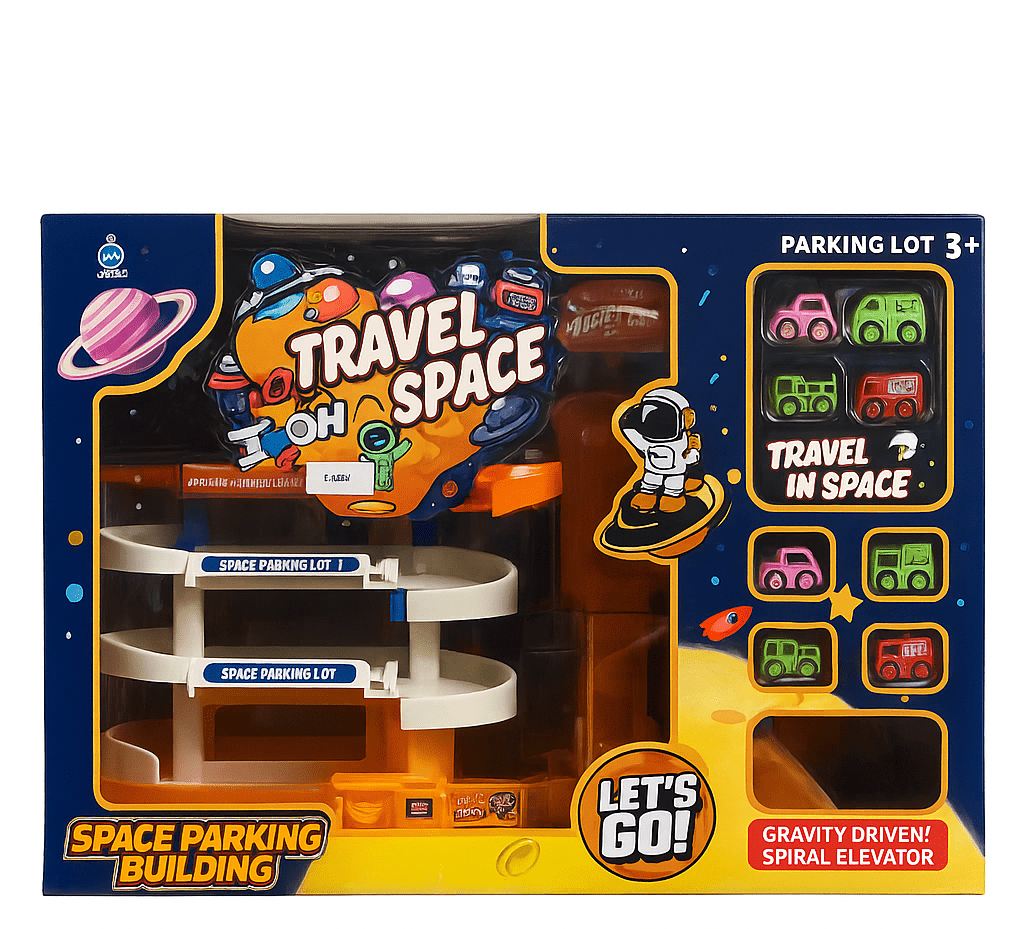 Pista de Autos Espacial con Elevador y 4 Vehículos