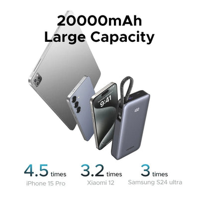 Power Bank UGREEN 20000mAh 45W Cable USB - C Integrado PB536