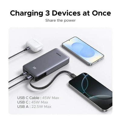 Power Bank UGREEN 20000mAh 45W Cable USB - C Integrado PB536