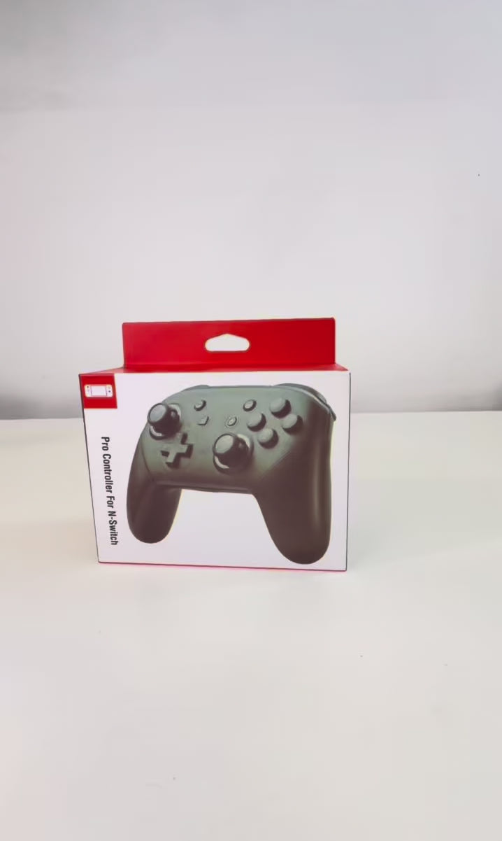 Cargar video: Control Pro Inalámbrico Compatible con Switch Gamer Negro