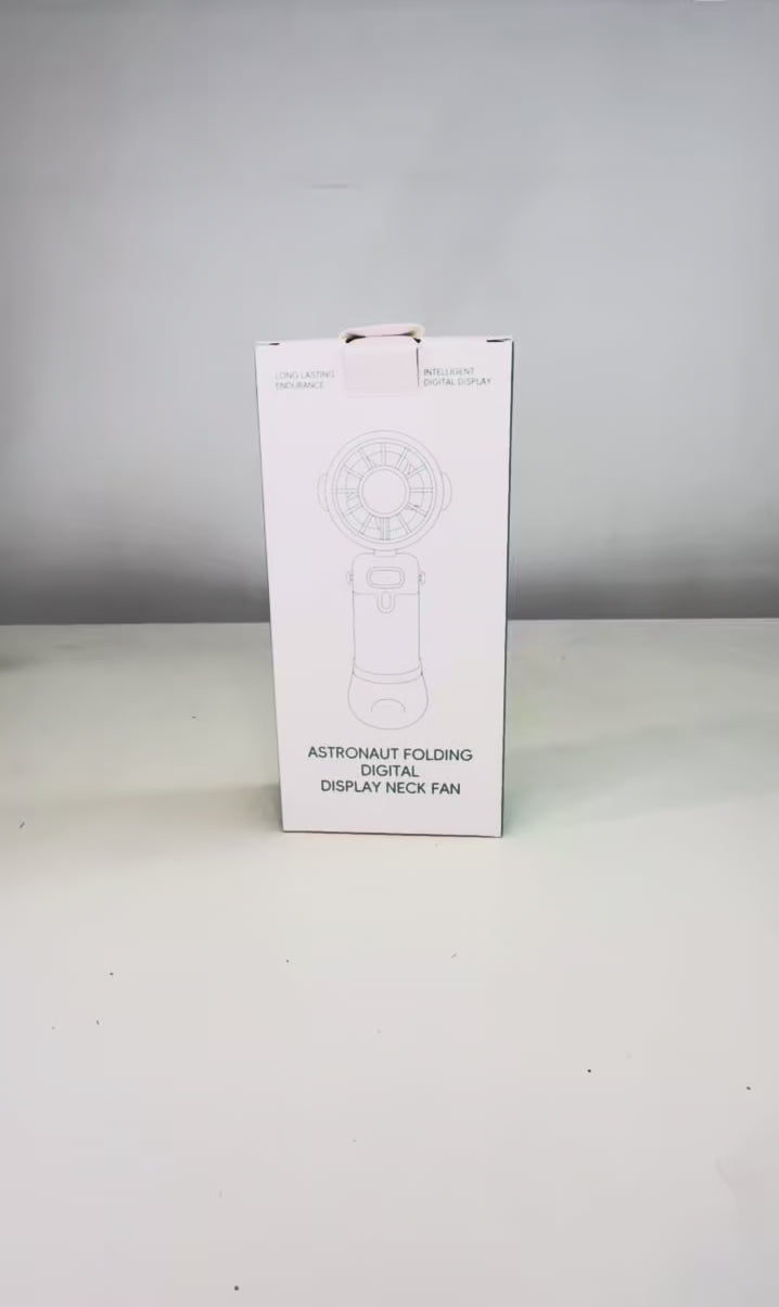 Cargar video: Mini Ventilador Portatil con Display y Soporte para escritorio