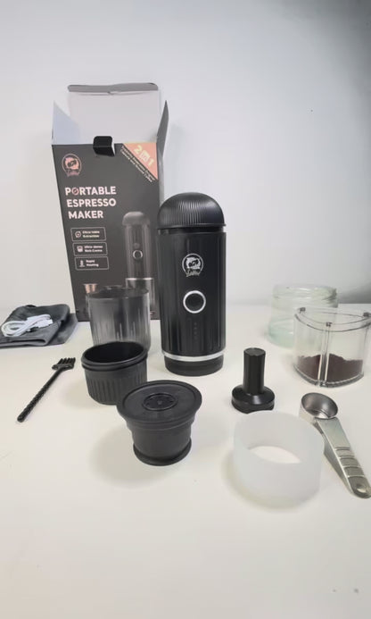 Cafetera portátil para Cápsulas y Café Molido con Calentador de Agua