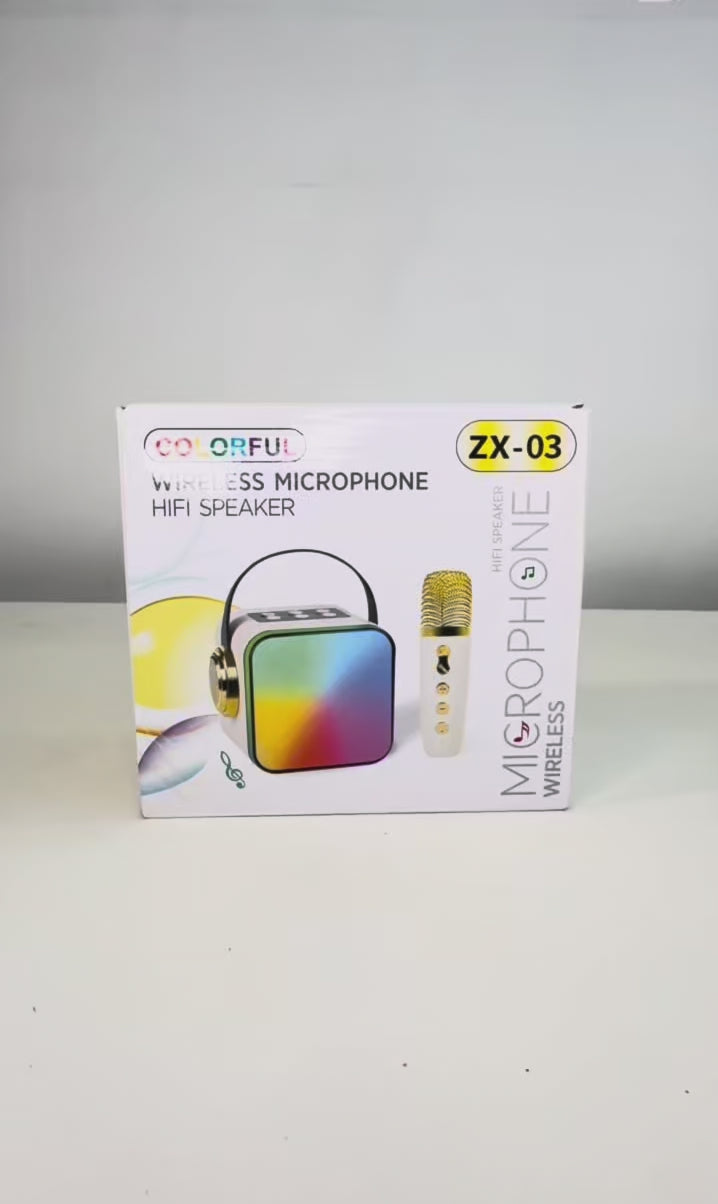 Cargar video: Parlante Karaoke Inalámbrico con 2 Micrófonos Pantalla LED